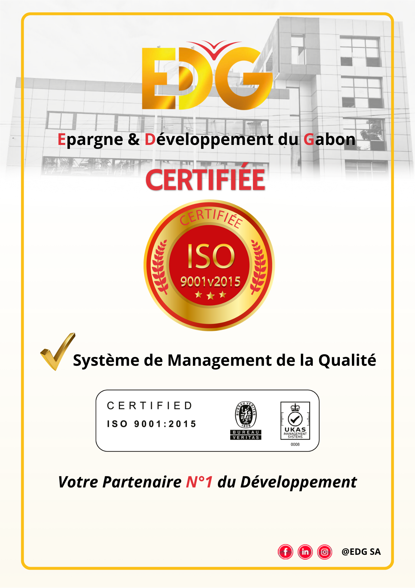 &nbsp;Certifi&eacute; ISO 9001v2015 !